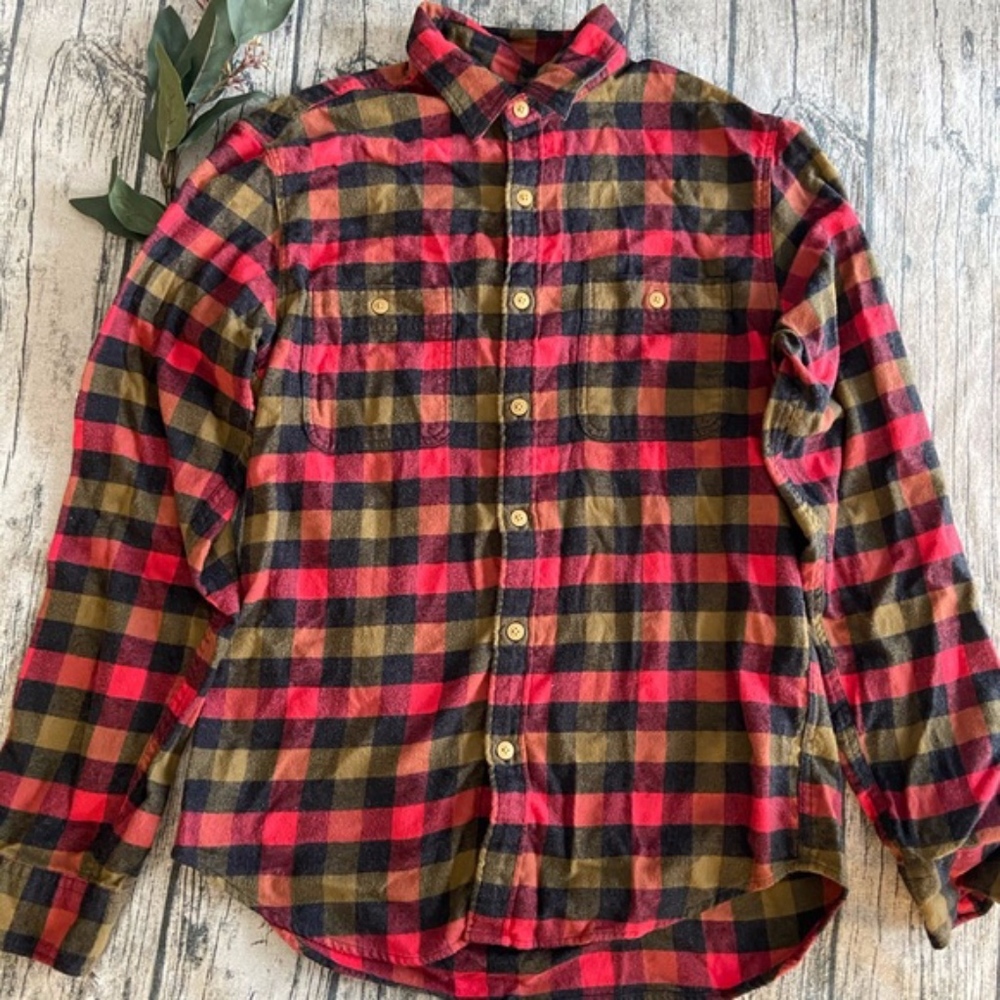 Men's Red Green Flannel J. Crew Factory Medium